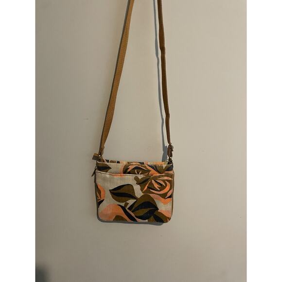 Fossil Preston Floral Cowhide Leather Crossbody Bag Purse Expandable Zipper - Picture 8 of 16